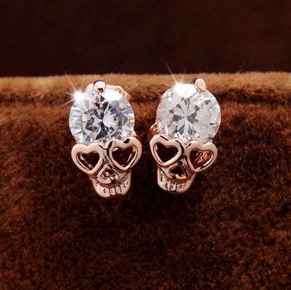 Diamond Skull Stud Earrings
